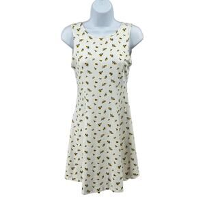 Forever 21 Women's Sleeveless Sunflower Dress M White Yellow Green Summer Mini